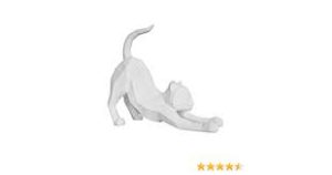 STATUE CHAT ORIGAMI BLANC MAT