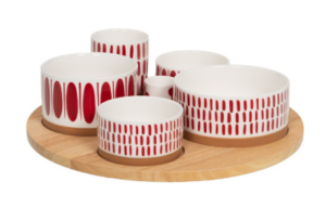 SERVICE APÉRO TOURNANT « MIKONOS » ROUGE 6 PIÈCES