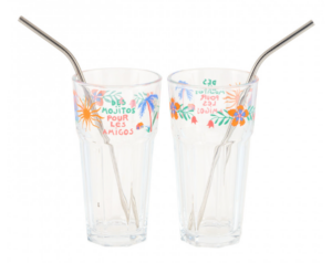 SET DE 2 VERRES A MOJITO (+2 PAILLES EN INOX)
