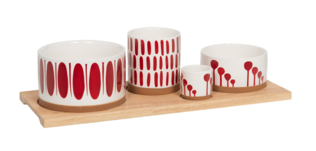 SERVICE APÉRITIF 4 PIÈCES "MIKONOS" ROUGE