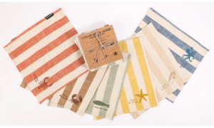 LOT DE 6 SERVIETTES BRODERIE VUE SUR MER (RAYURES)