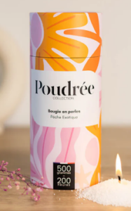 BOUGIE POUDRÉE FLORA – PÊCHE EXOTIQUE
